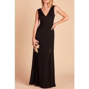 BIRDY GREY SZ 2X Black V-Neck Front-slit Sleeveless Shamin Maxi Dress NWT B117